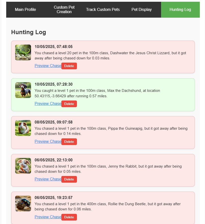 Hunting Log